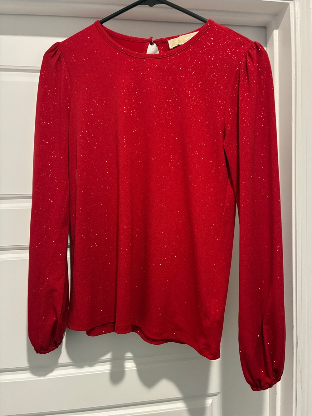 Michael Kors Red Long Sleeve Glitter Blouse
